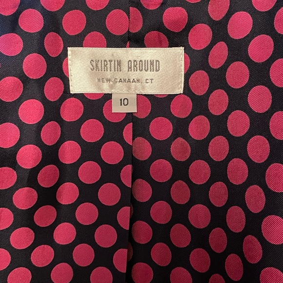 Stunning red check  coat with polka dot silk lining - Picture 2 of 7